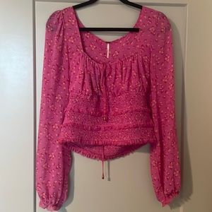 Free People Pink Floral Blouse